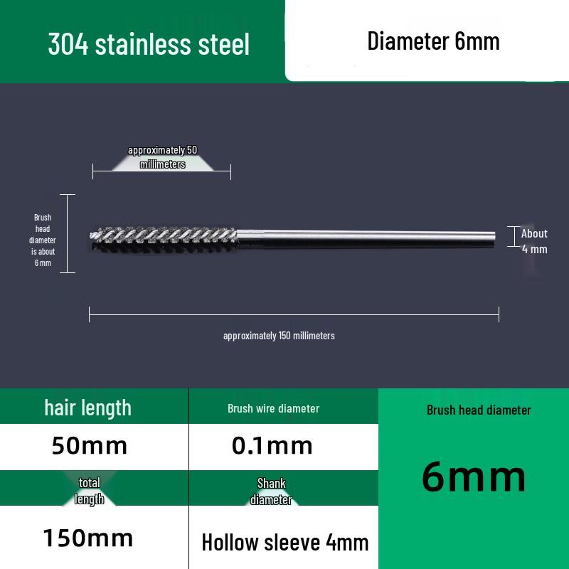 Industrial Rust Removal and Polishing Brush with Handle - Stainless Steel and Copper Wire for Inner Hole Sanding