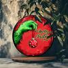 Antique Christmas Tin Sign Vintage Painted Round Metal Wall Art 8x8 Inch Rustic Pub Decor