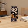 Natural Poplar Wood Tabletop Decor Multi Layer Wooden Owl Figurine, 3D Layered Crafts, Creative Decorative Animal Statues Carving Ornaments