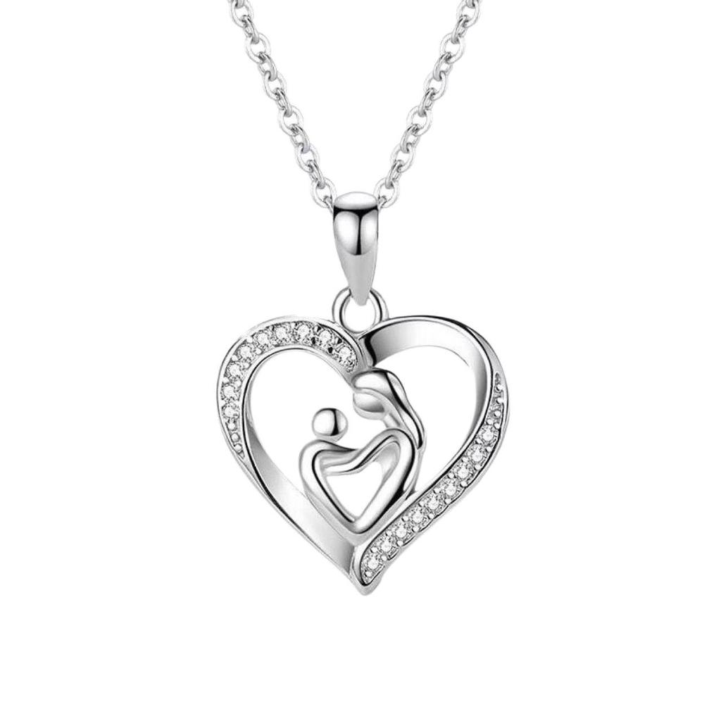 European Inlaid Diamond Mother-Child Hug Necklace: Light Luxury Mother's Day Clavicle Chain Gift