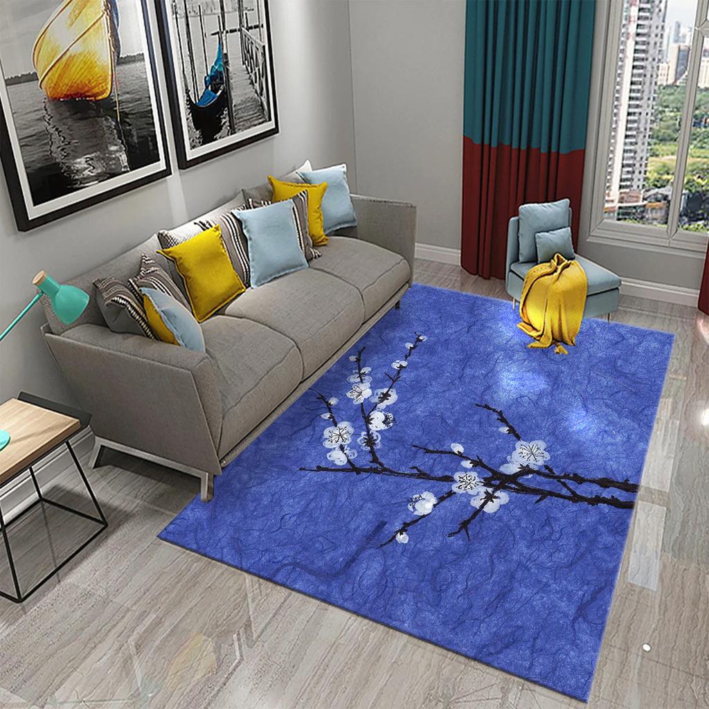 3D Pink Plum Blossom Carpet Romantic Love Rugs for Bathroom Kitchen Entrance Anti-Slip Rugs Home Decoration Mats Bedroom Rugs