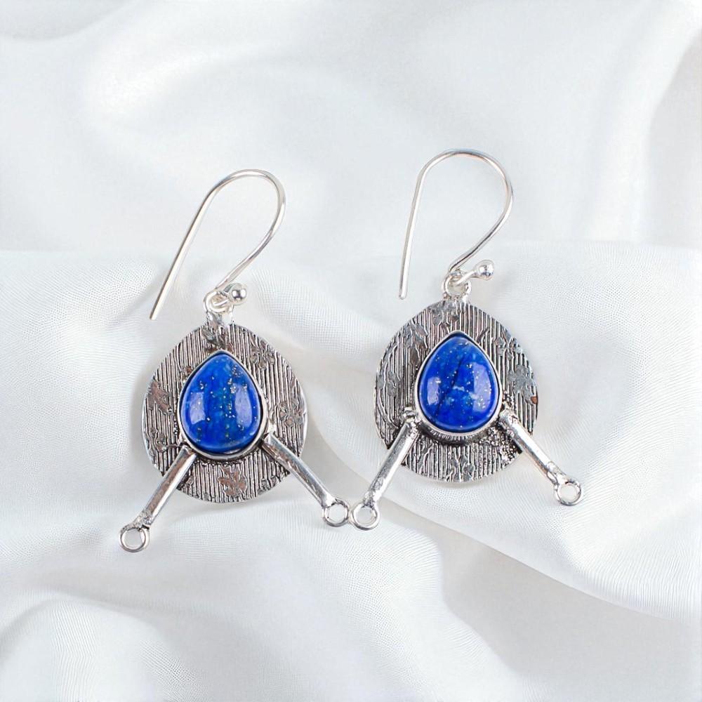 

Rare Lapis Lazuli Gemstone 925 Sterling Silver Jewelry Handmade Earrings 1.86 EE-78-33