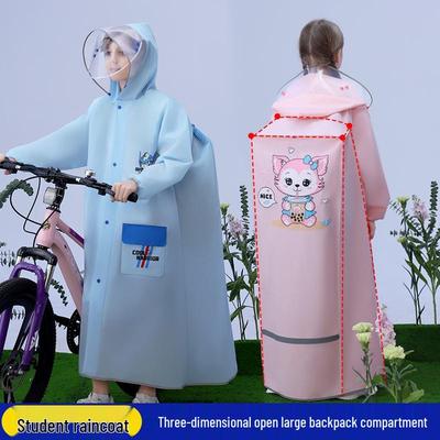 Vattentät cykelregnkappa i full längd för barn med ryggsäcksöverdrag, Åldrar 5-12