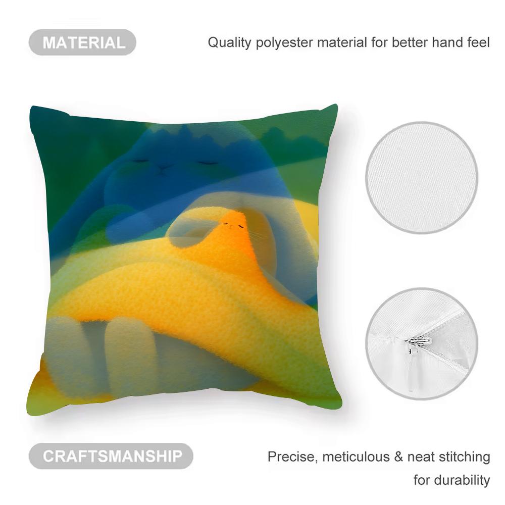 Cute Animals Spring Sleep Series Cushion Cover Anti-dustmite Pillowcase Invisible zipper silky short plush Sofa cushion cover