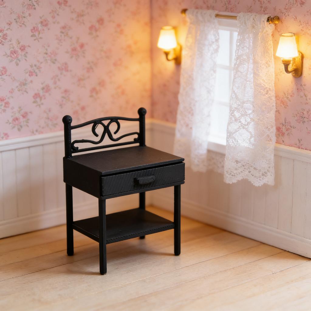 Miniature Bedside Table For Dollhouses Plastic Iron Style Perfect For Role Playing Game