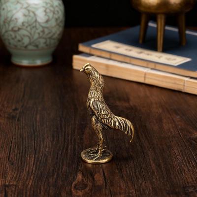 Figurine Feng Shui Ornament Gift Collectible Brass Statue Chicken for Living Room Tearoom