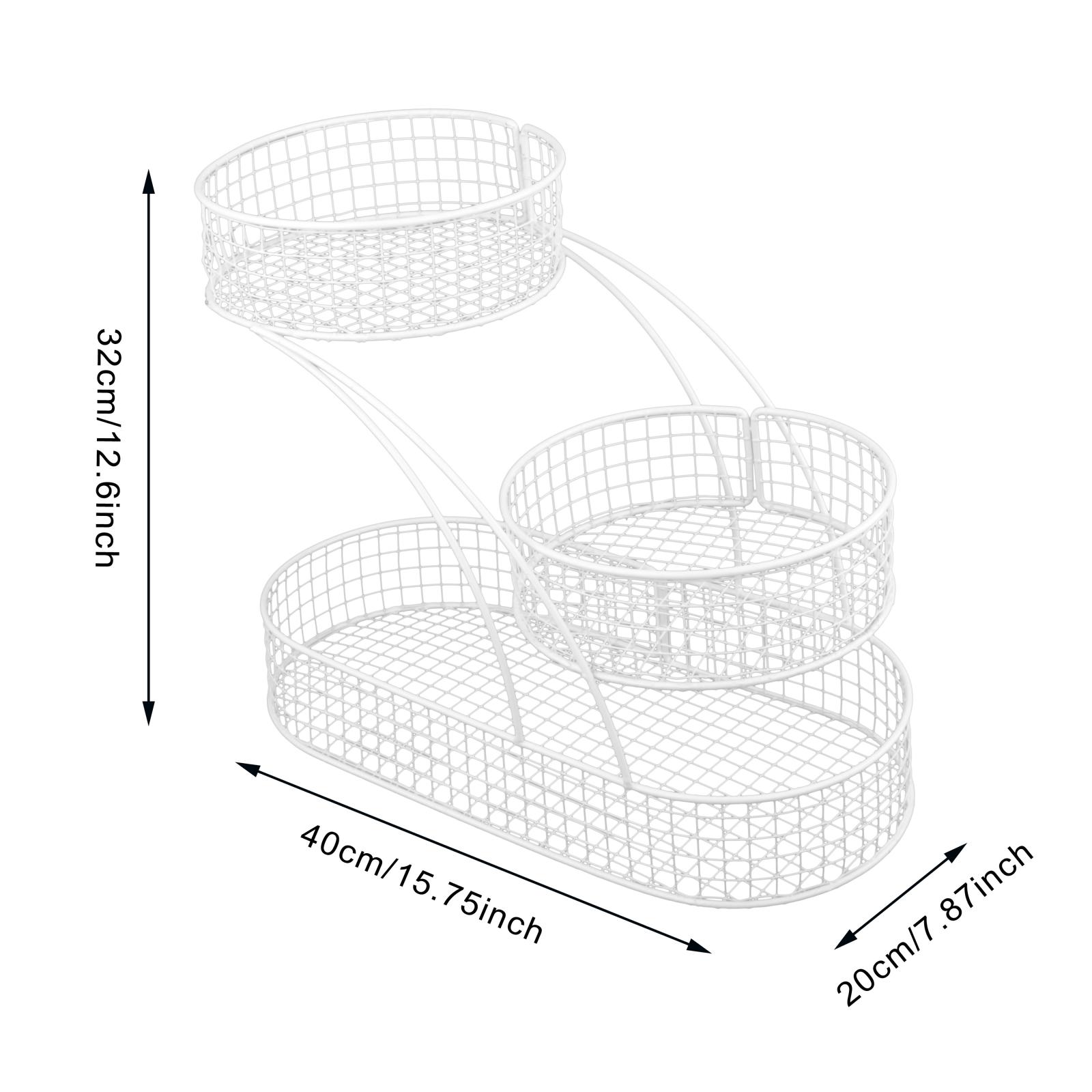 

Трехуровневая фруктовая корзина Фруктовая ваза Металлическая сетка Подставка для фруктов для фруктов лука закусок Столешница Овощная миска Кухонная столешница Стойка белый