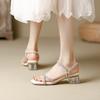 Fashion cross band clear heel sandals women soft bottom summer shoes med-high heels party shoes crystal strap sandalias mujer 2025