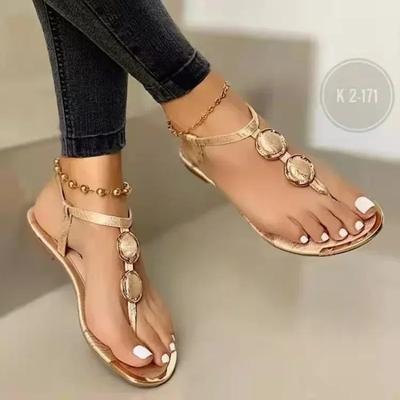 Mode Damesschoenen 2024 Teenslippers Damessandalen Outdoor Casual Sandalen Dames Ronde Neus Plat met Plus Size Gespriem Damesschoenen