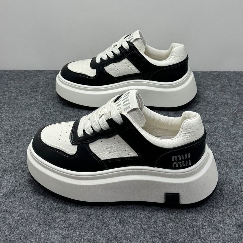 thick-soled cowhide little white shoes women's shoes new versatile sports and leisure shoes heightened lace-up lightweight lace-up board shoes