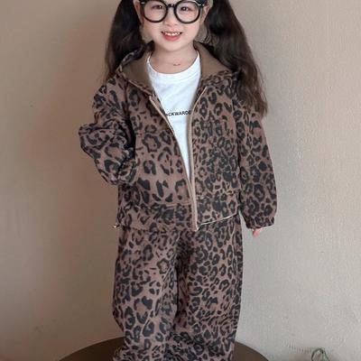 Kız Takımları Sonbahar Bebek Kız Leopar Desenli Ceket Çocuklar