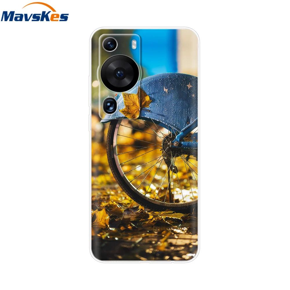 For Huawei P60 Pro Case Cute Heart Cartoon Painted Silicone Clear TPU Back Cover For Huawei P 60 P60 2023 P60Pro Phone Cases