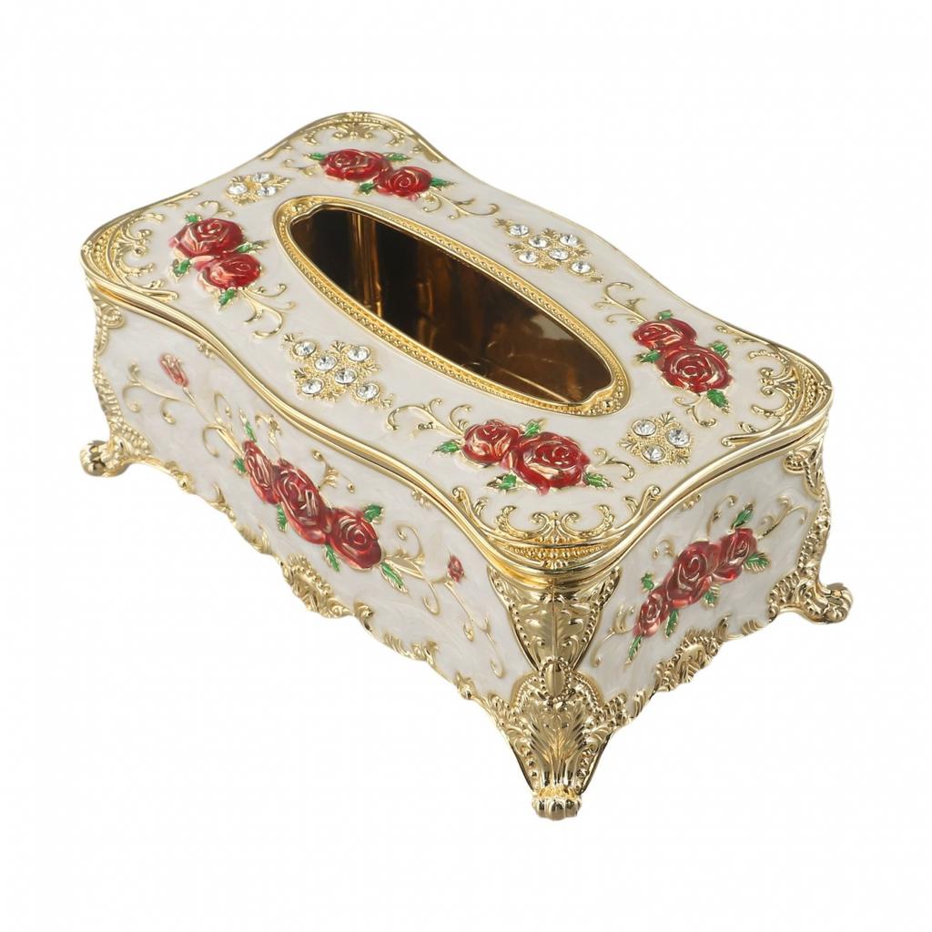 Elegancki Pojemnik na Chusteczki Serwetnik Wykwintny Ręcznie Malowany Wzór