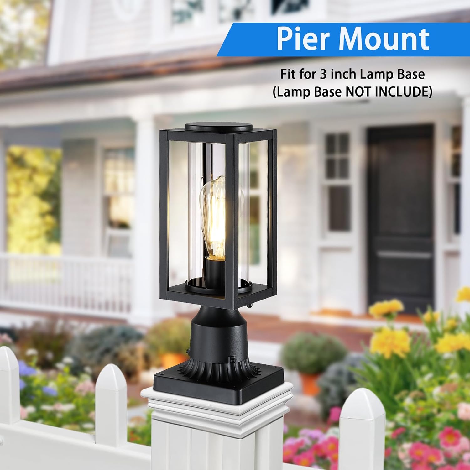 

13 Outdoor Post Lights, 2-Pack Modern Black Lanterns with Tempered Glass, Anti-Rust for Driveway Patio Garden United States