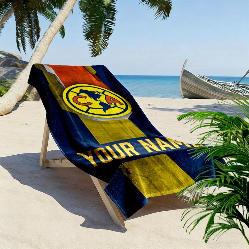 Custom Name Club Amrica Print Beach Towel, Large Soft Quick Dry Towel for Beach Camping Swimming