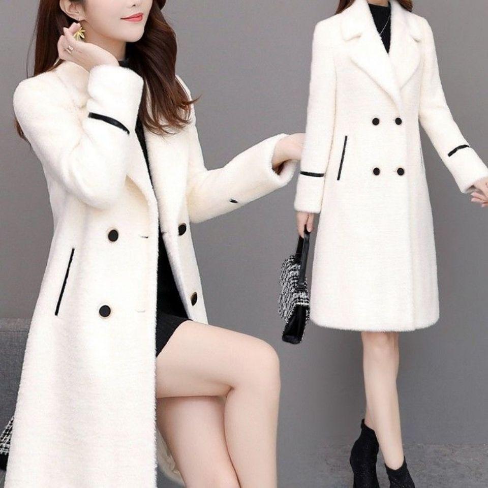Plush Coat for Women Mid Length Autumn and Winter New Korean Version Thick Woolen Coat