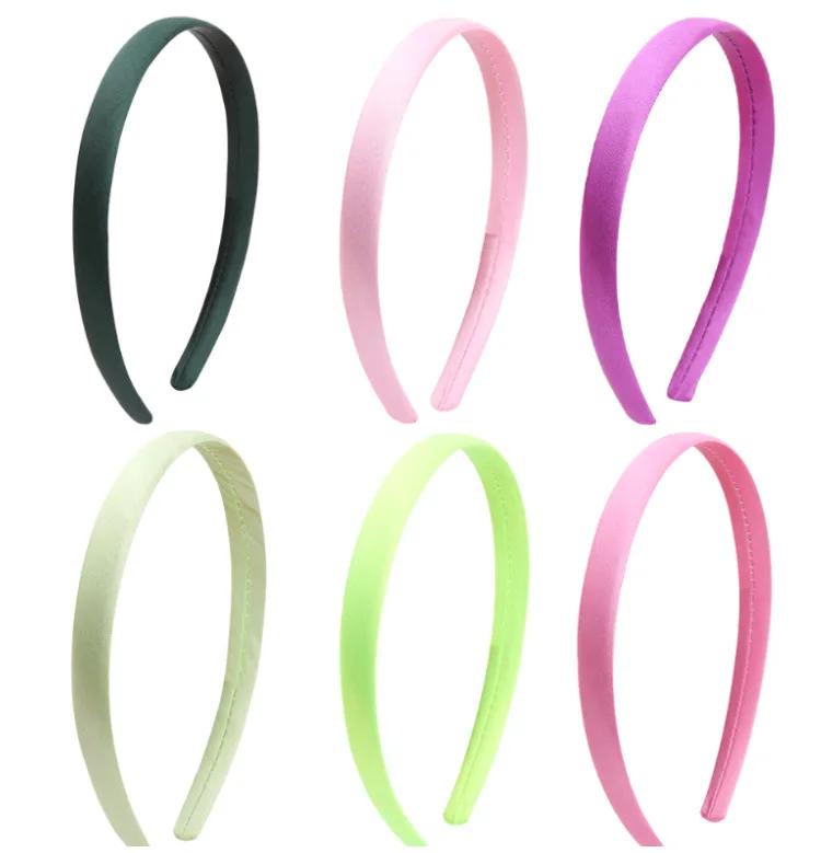 1.5cm Solid Headbands Satin Headband DIY Crafts Hairband Colorful Head Bands for Girls Women Thin Elastic Hair Hoop Accessories