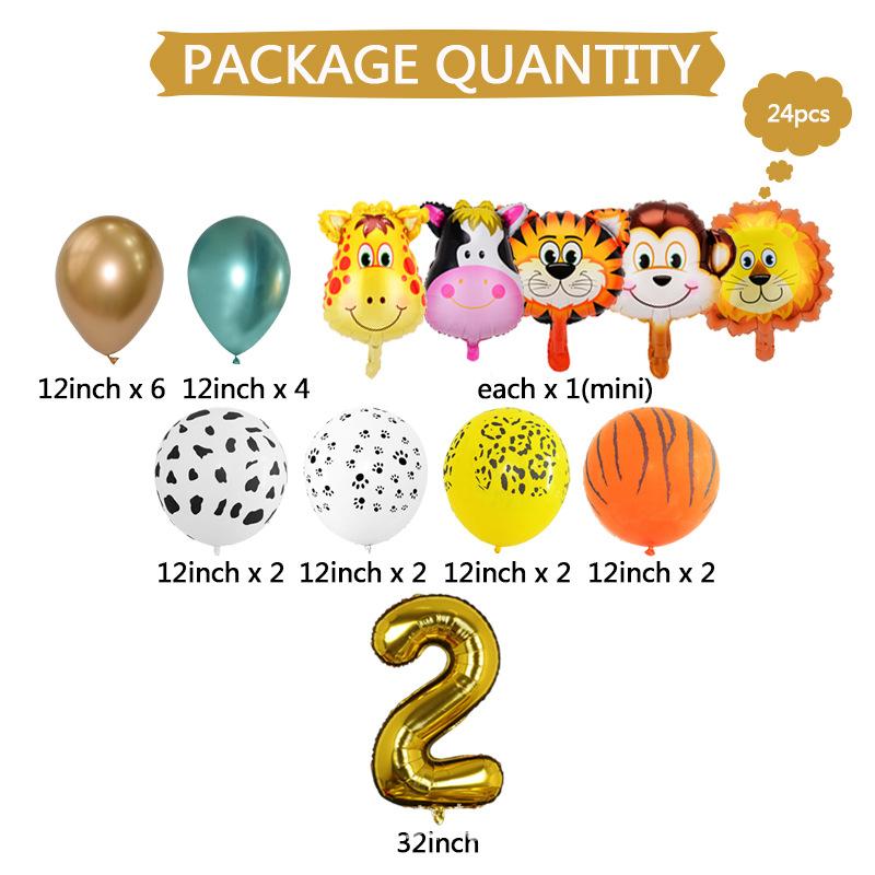 Forest Animal Aluminum Foil First Birthday Decoration Scene Arrangement Latex Balloon Set
