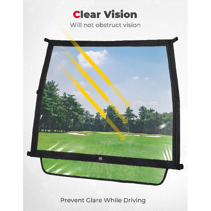 KEMIMOTO Foldable Golf Cart Windshield Compatible with Club Car DS, Tempo, Precedent, Portable Lightweight PVC Golf Cart Windshield