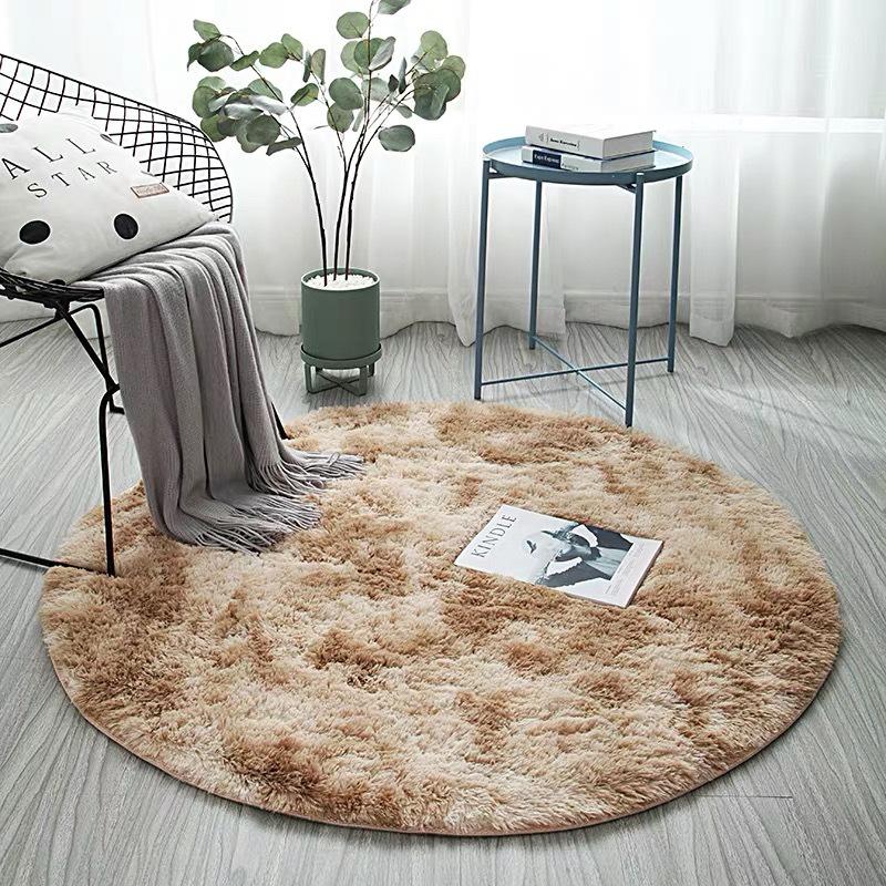 

Nordic Tie-Dye Gradient Round Carpet Yoga Mat - Plush Floor Mat for Living Room or Hanging Basket Chair 80x80 cm