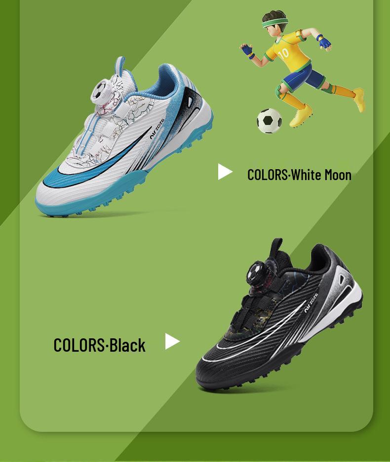 Unisex Youth Rotating Buckle Leather Football Training Shoes with Studs