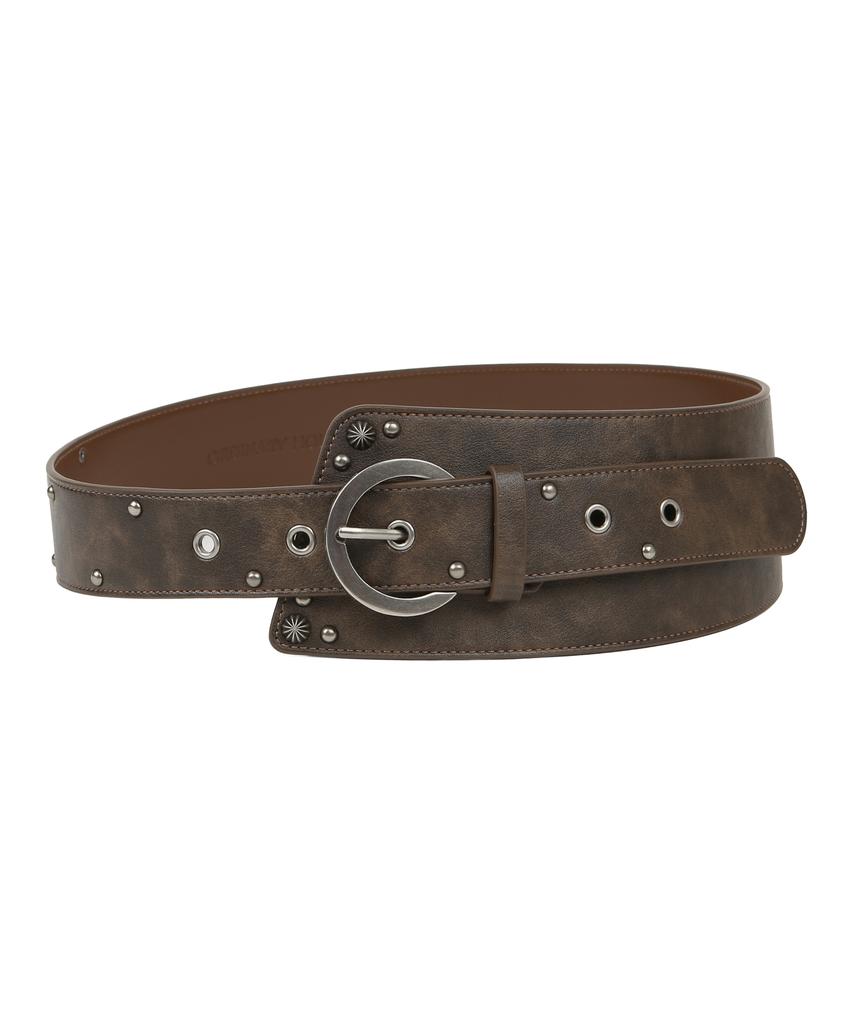 ORDINARY HOLIDAY Unbalance Bold Belt [Brown]
