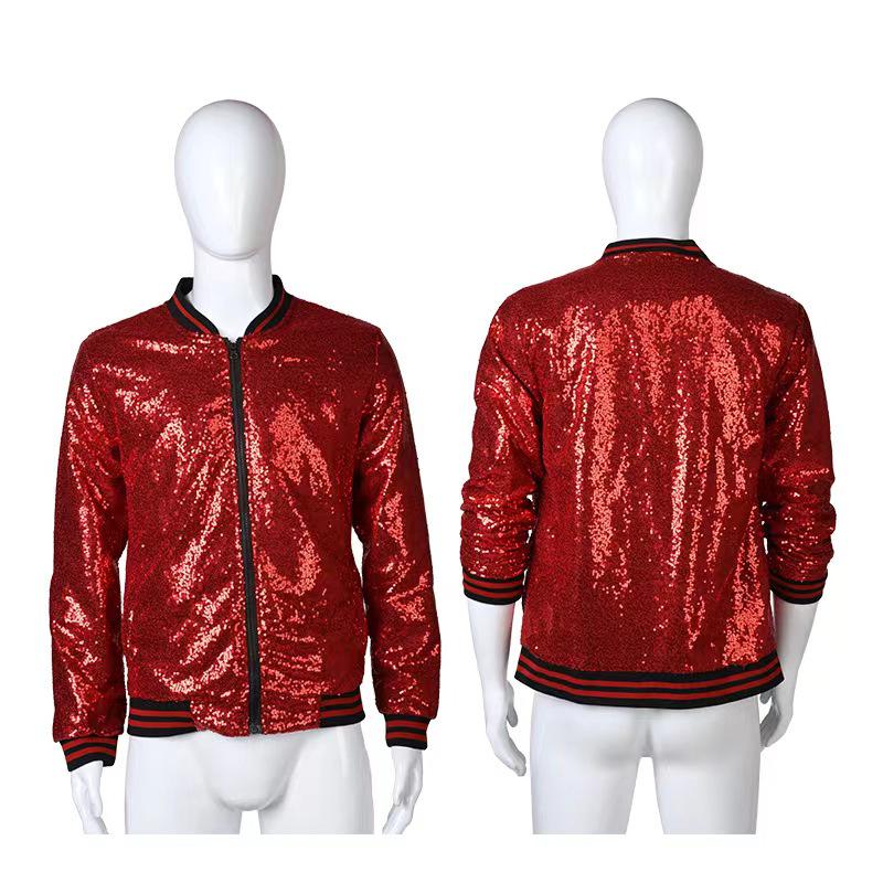 Men's Plus Size Sequin Dancewear Zip Cardigan Jacket - Bestseller