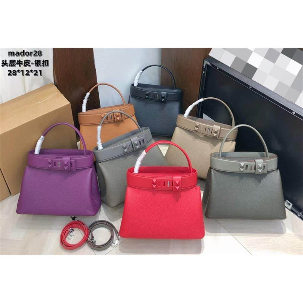 Damenhandtasche Togo Rindsleder erste Schicht Schloss Öffnen und Schließen Handtasche Tragetasche Schulter Crossbody Tragbare Damenhandtasche