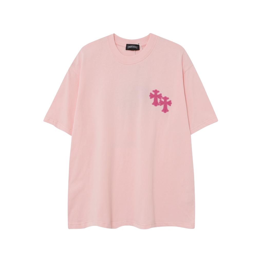 9988 CHROME HEARTS 2025 Summer New High Quality Cotton Round Neck Loose Large Size Men's and Women's T-shirt Couple T-shirt