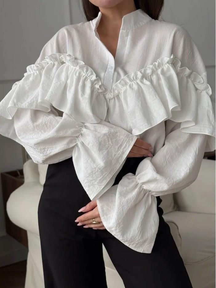 Elegant Lace Layered Floral Shirt - Women's Spring/Summer Casual Fashion