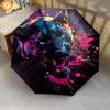 1 PC Automatic Folding Umbrella - Panther Abstract Artwork Pattern, Portable & Foldable Design with 8 Ribs, Christmas Birthday Gifts