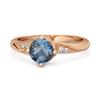 London Blue Topaz Classic Solitaire with Accent CZ Ring - 925 Sterling Silver Rose Gold Vermeil