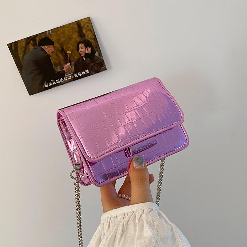 

Summer small square bag women s bag 2025 new high-end niche summer messenger silver mini bag розовый