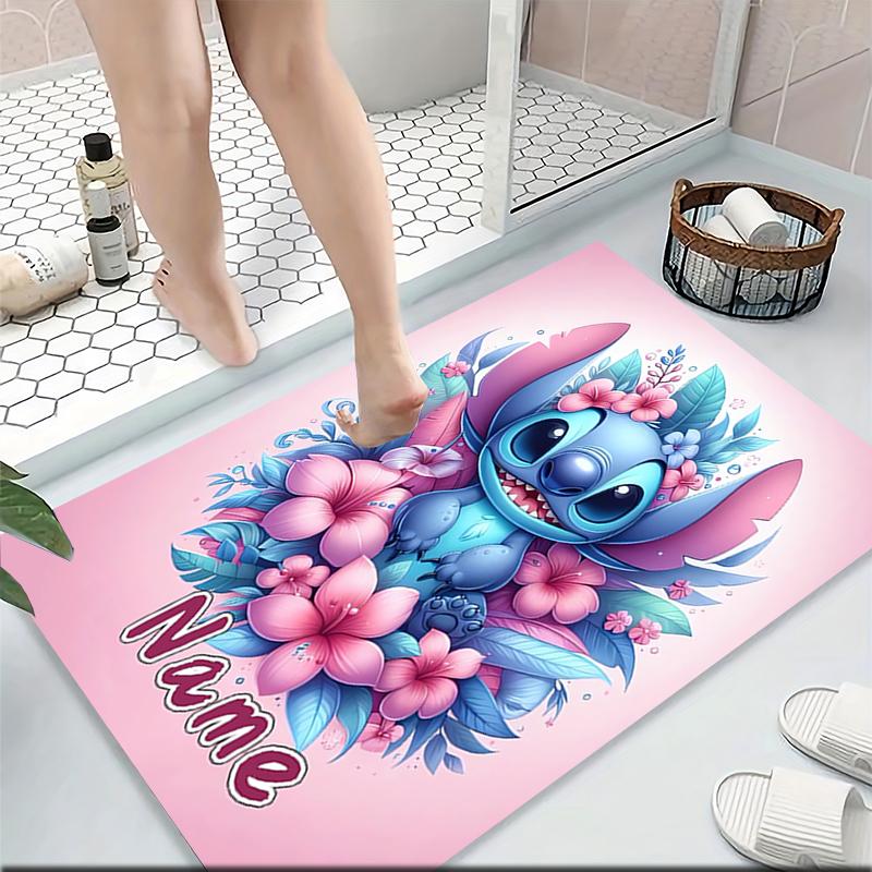 Custom Name Stitch's Sweet Delight Carpet Rug Customizable Soft Washable Anti-Slip Home Living Room Sofa Mats Personalized Rug. 0909366
