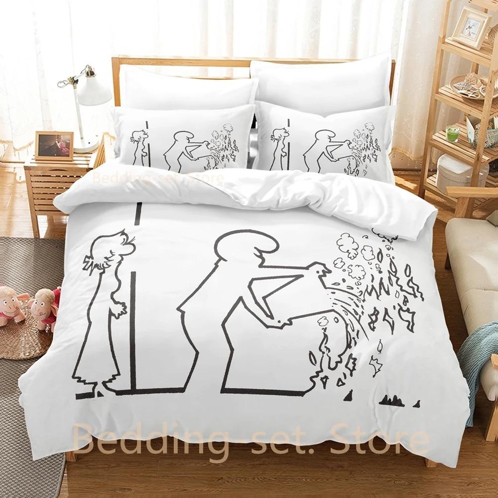La Linea The Line Osvaldo Cavandoli Povlečení Jednolůžkové Twin Full Queen King Size Ložní souprava Dospělý Dítě Ložnice Sady povlaků na přikrývky Anime