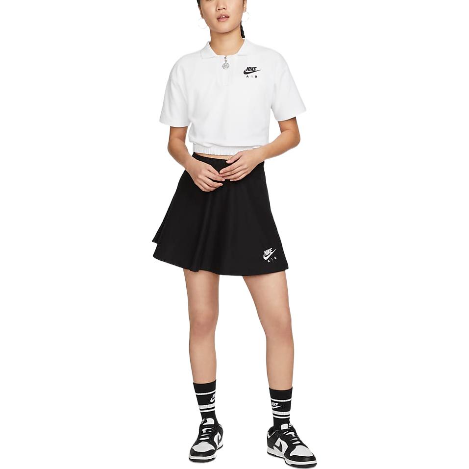 Nike Solid Logo Print Elastic Waist A-Line Skirt Women Skirts Black DO7605-010