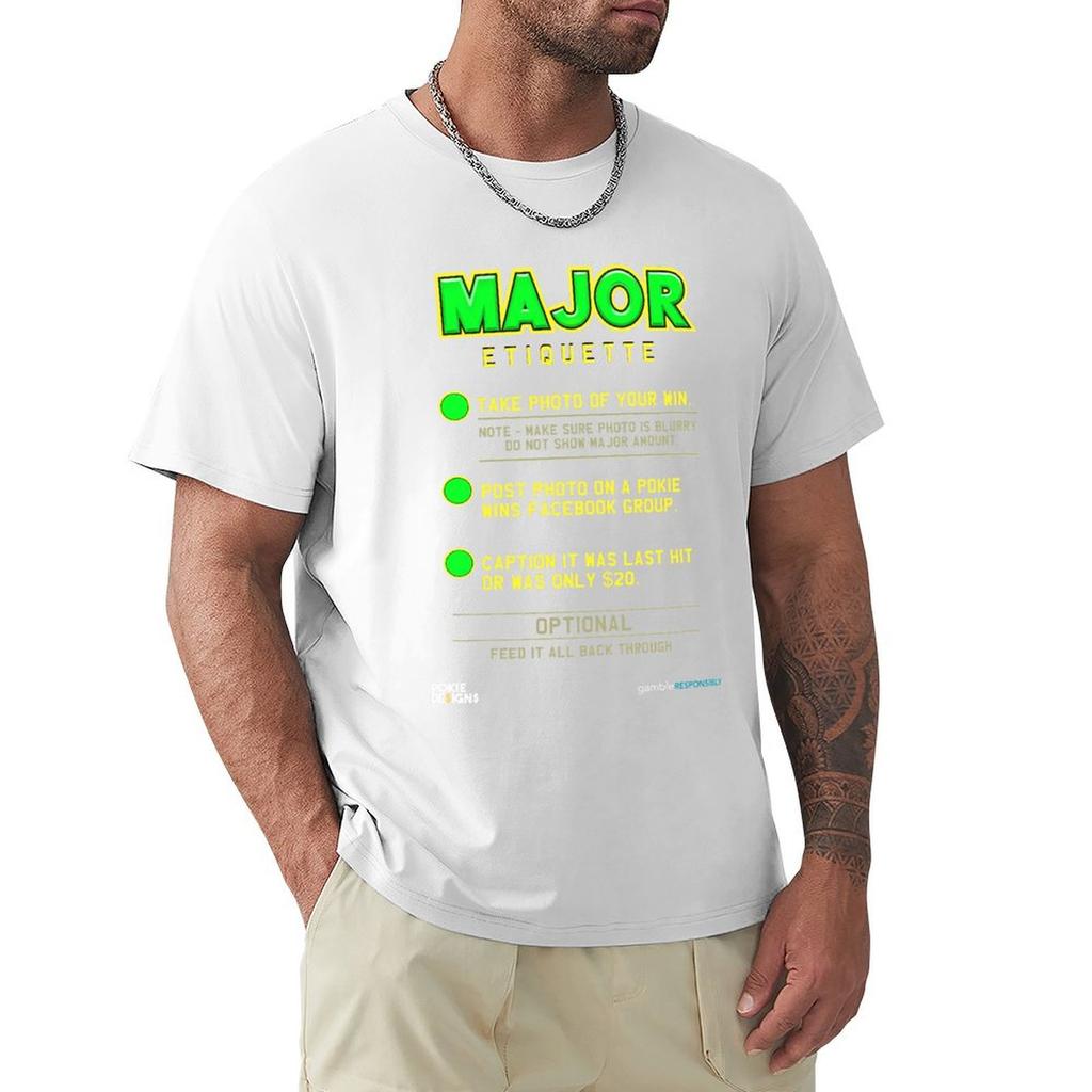 Major Jackpot Etiquette Design Pokie Designs Tshirt Big And Tall Loose Fit Tshirt