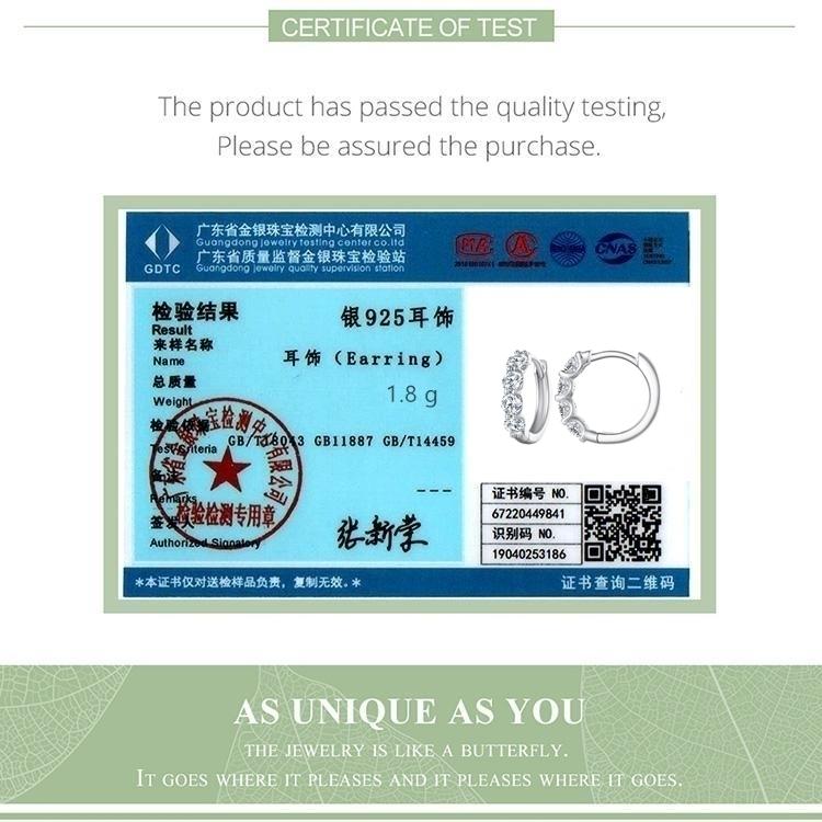 BAMOER 925 Sterling Silver Classical Round Moissanite Ear Buckles Clear Lab Diamond Engagement & Wedding Jewelry Gift for Women