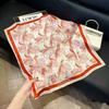 70x70cm Lightweight Cotton Silk Square Scarf With Boho Floral Print Breathable Neck Wrap Women