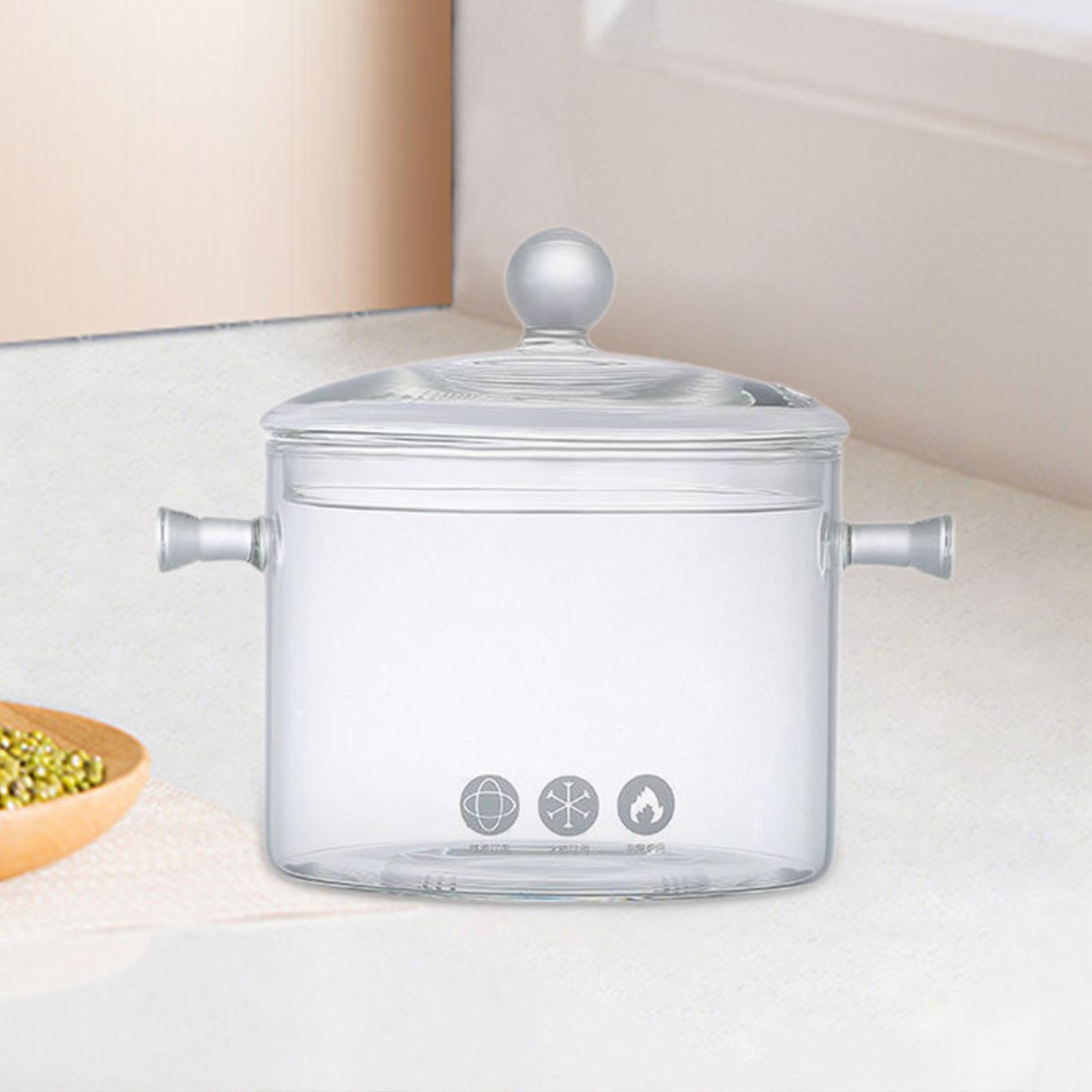 Стеклянная кастрюля с крышкой, кастрюля для плиты, кастрюля с двойной ручкой, стеклянная посуда