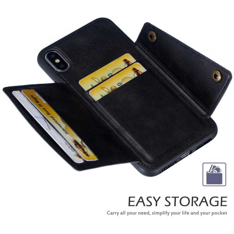 Dla iPhone XS Max 6,5-calowy futerał na telefon Ochronna tylna pokrywa z uchwytem na kartę