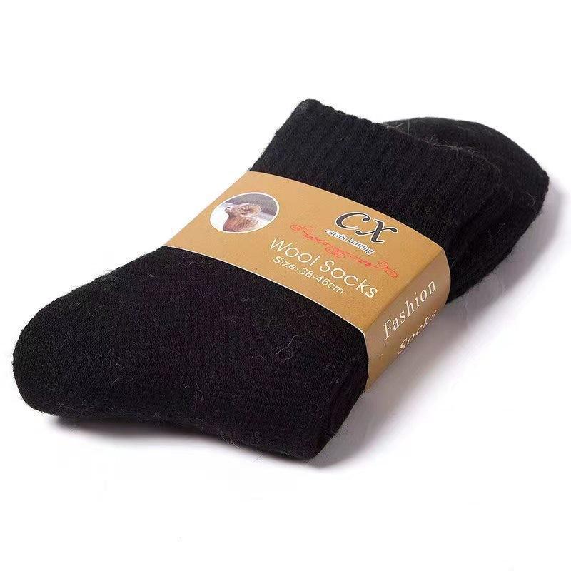 Men's Thickened Wool Mid-Calf Socks - Autumn Winter Warm Solid Color Fashion