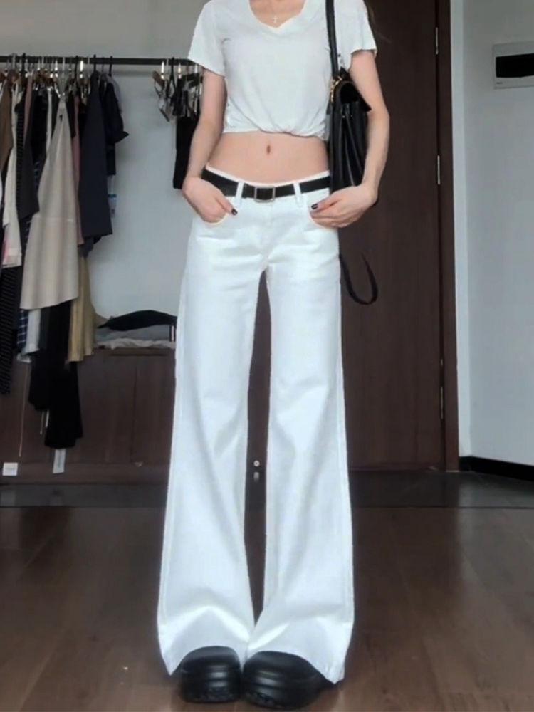 Women's High-Waist Slimming White Flare Jeans
