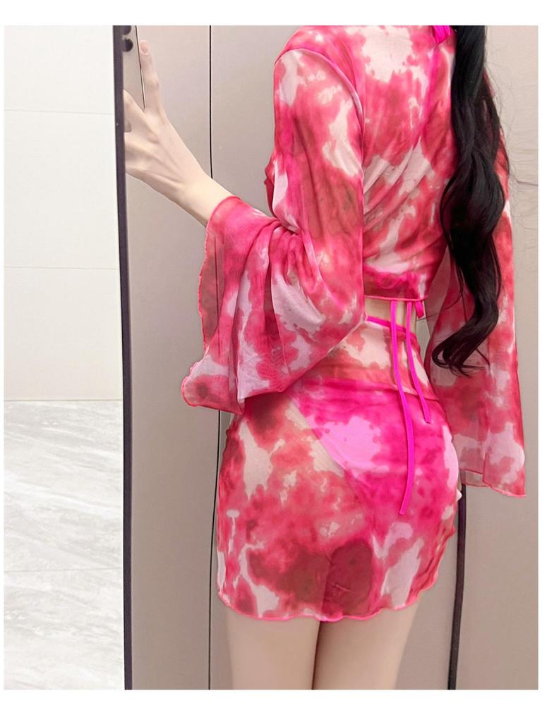 Women's Slimming Long-Sleeve Bikini Swimsuit Set - 4-Piece Conservative Design