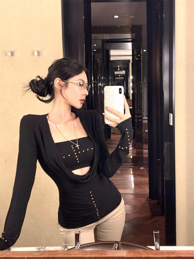 

Острый топ с воротником-хомутом и жилет-бандо, комплект из двух предметов для женщин L