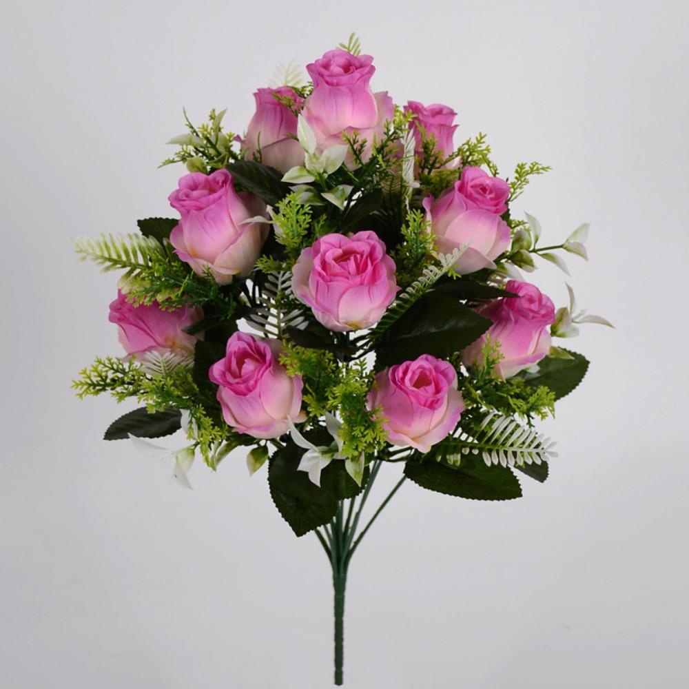 

12 Heads Real Happy Flower 9 Colors Photography Photo Gift Natural Simulated Rose Mini Crystal Grass Bouquet Home Decorative рожевий