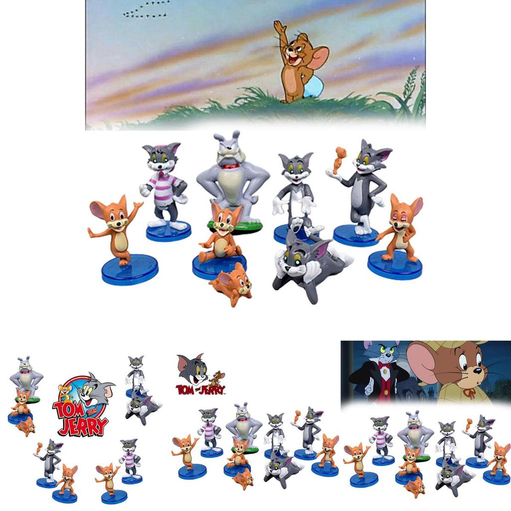 Miquelpw Tom Jerry Action Figures Cute 9pcs/set For Collectors And Cartoon Lovers