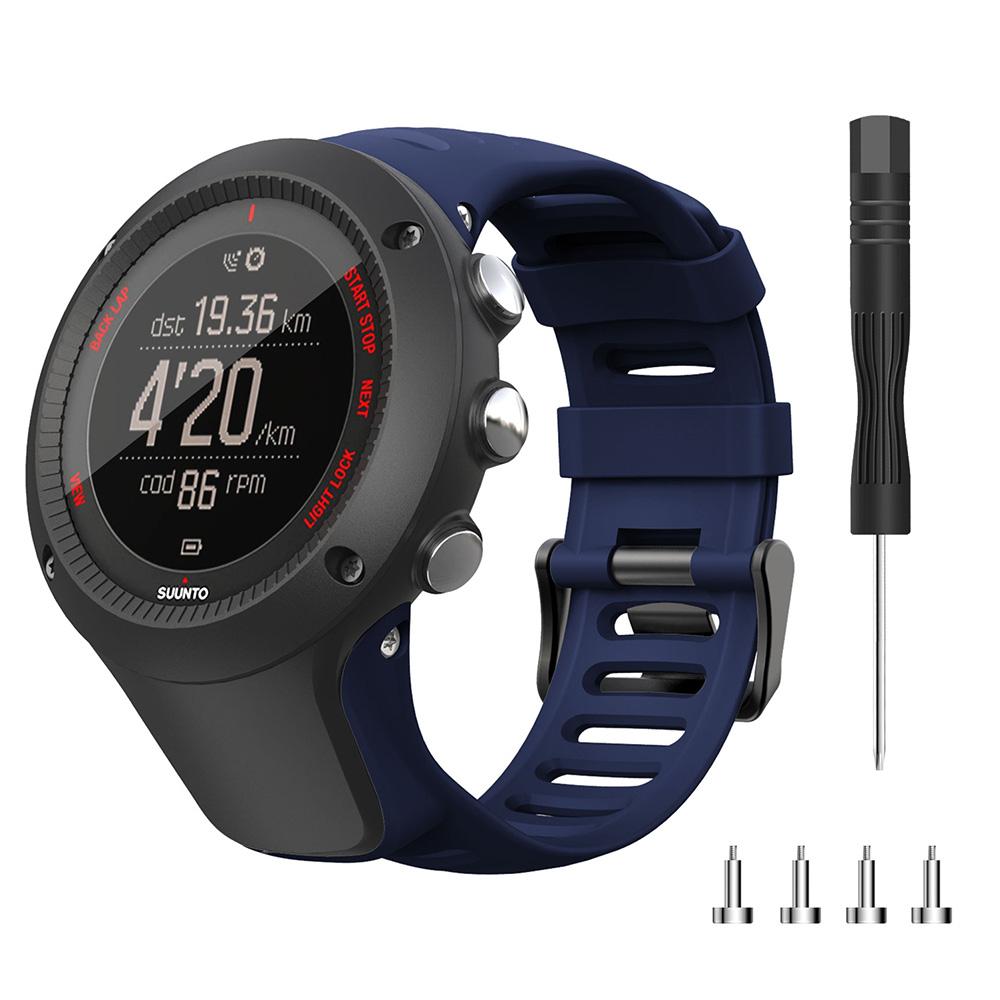 Nuovo cinturino per SUUNTO Ambit 1 2 3 2R 2S da 24 mm, cinturino in gomma per orologio da uomo, con viti e cacciavite, accessori per orologi colore blu notte