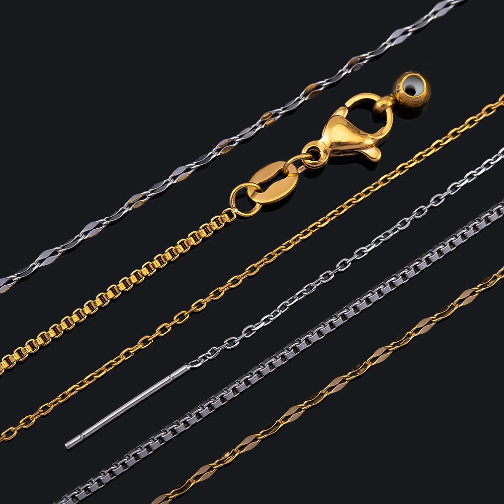 1pc Stainless Steel Semi-finished Link Chain Lobster Clasp Adjustable Stick with Silicon Bead Necklace Parts Jewelry Making