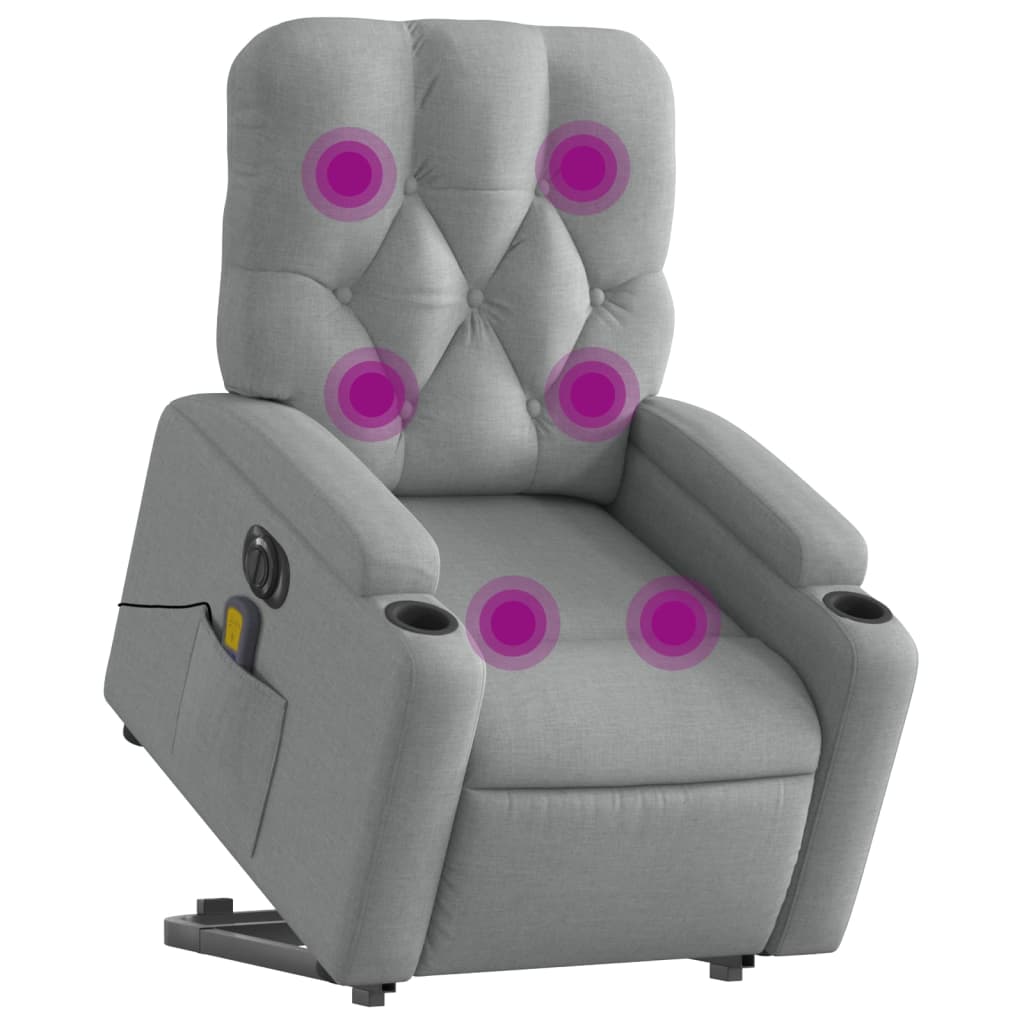 Vidaxl Lift-Up Massage Chair, Electric, Reclining, Light Gray